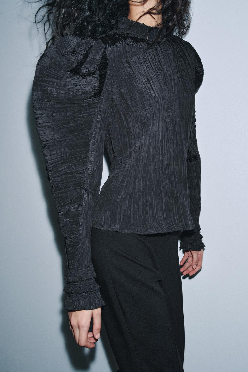 ЖАТАЯ БЛУЗКА С ОБЪЕМНЫМИ РУКАВАМИ — ZW COLLECTION