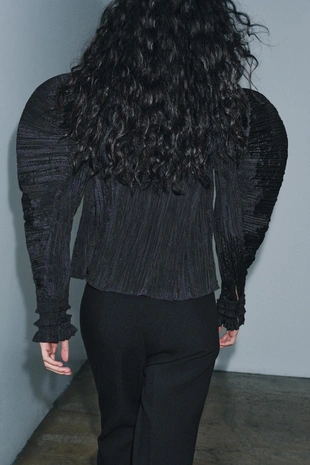 Жатая блузка с объемными рукавами — ZW COLLECTION- Заказать в России