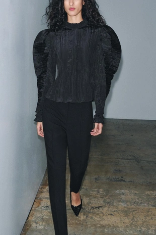 Жатая блузка с объемными рукавами — ZW COLLECTION- Заказать в России