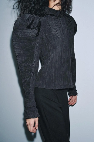 Жатая блузка с объемными рукавами — ZW COLLECTION- Заказать в России