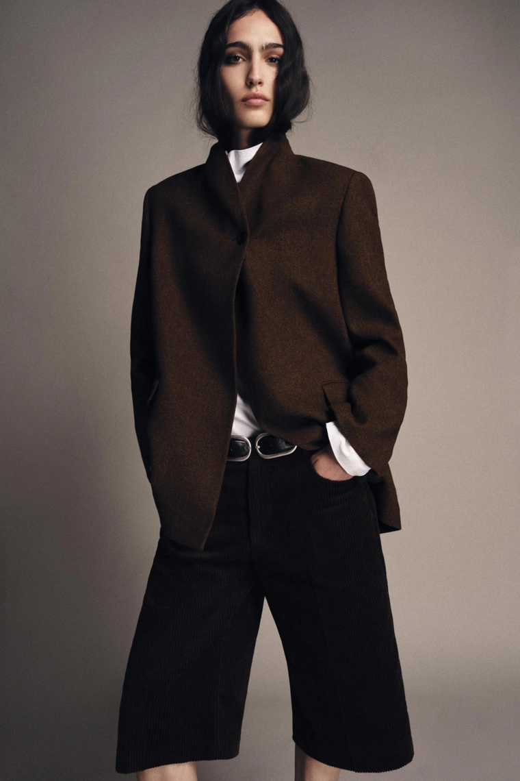 Шерстяной блейзер в рубчик zara woman collection