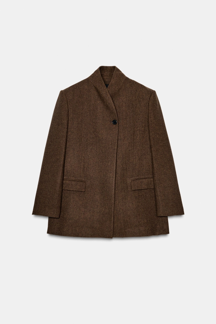 Шерстяной блейзер в рубчик zara woman collection