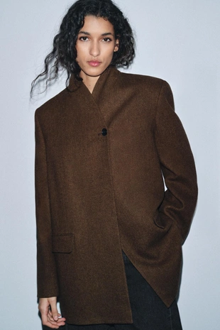 Блейзер из смесовой шерсти с узором в елочку — ZW COLLECTION- Заказать в России