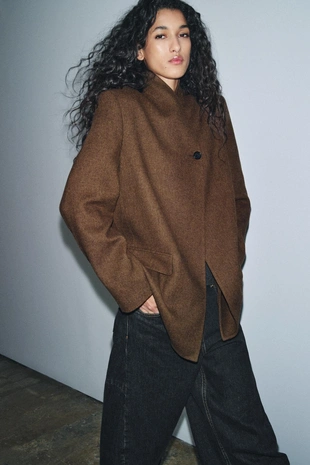 Блейзер из смесовой шерсти с узором в елочку — ZW COLLECTION- Заказать в России