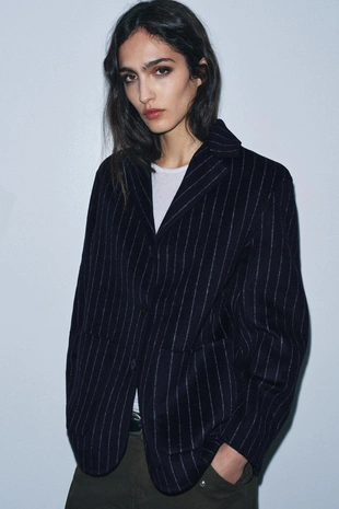 Блейзер в тонкую полоску из смесовой шерсти — ZW COLLECTION- Заказать в России