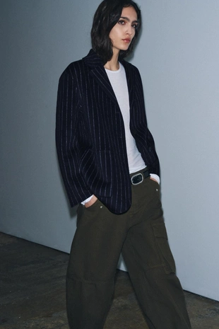 Блейзер в тонкую полоску из смесовой шерсти — ZW COLLECTION- Заказать в России