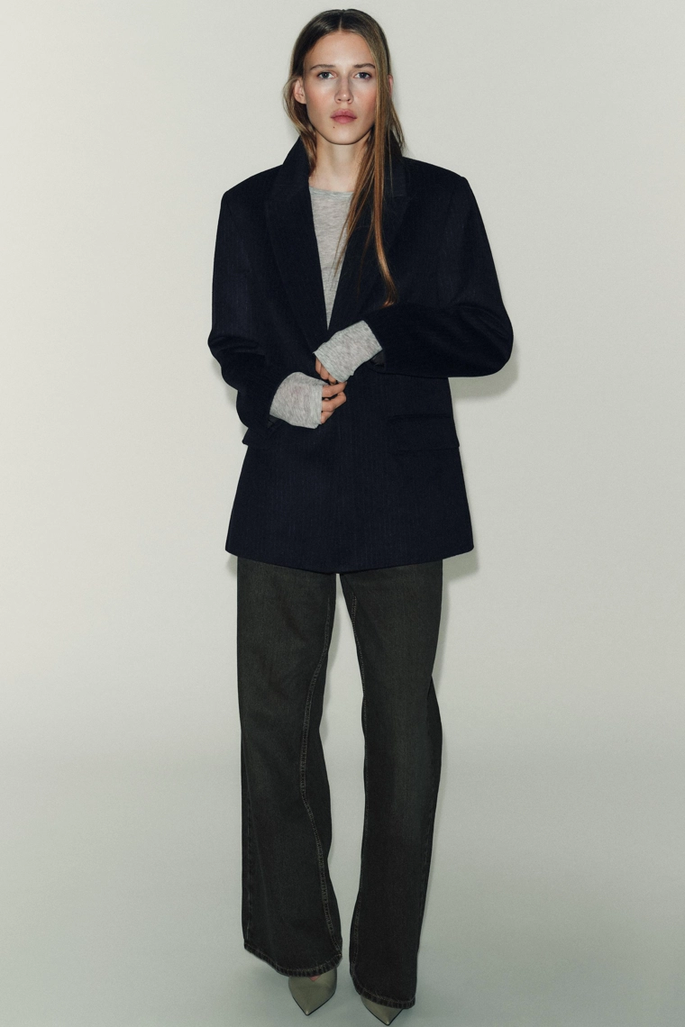 Шерстяной блейзер в полоску