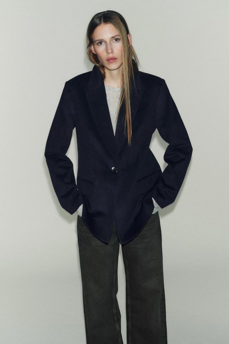 Шерстяной блейзер в полоску