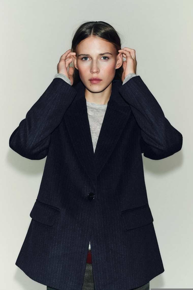 Шерстяной блейзер в полоску