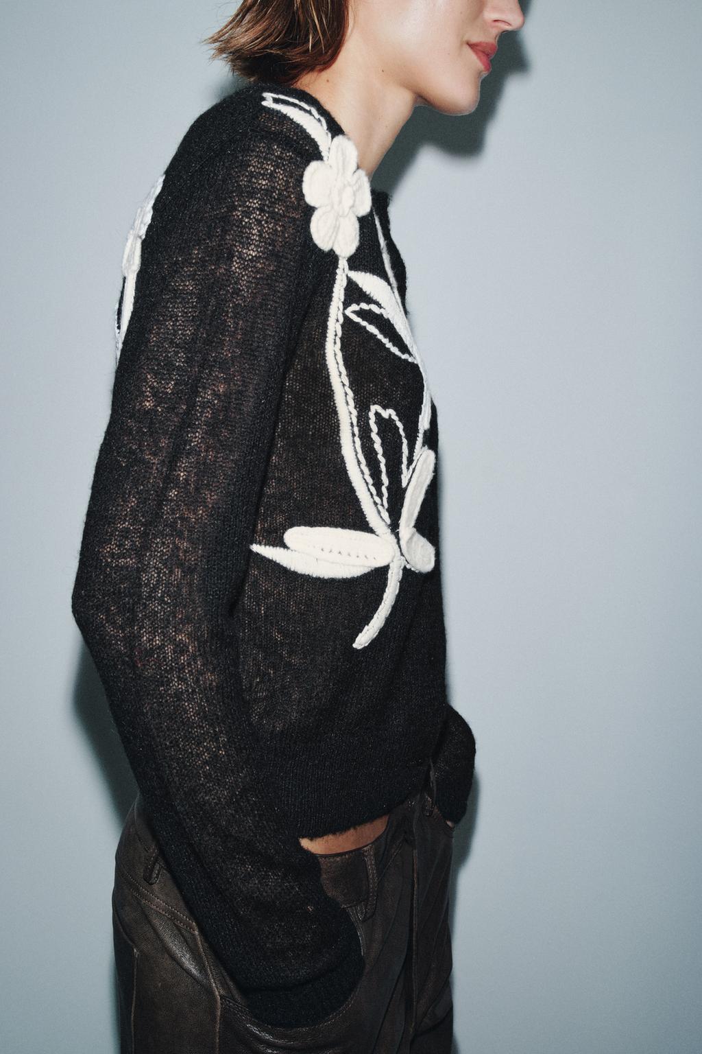 КАРДИГАН ИЗ ТРИКОТАЖА С ЦВЕТОЧНОЙ ВЫШИВКОЙ