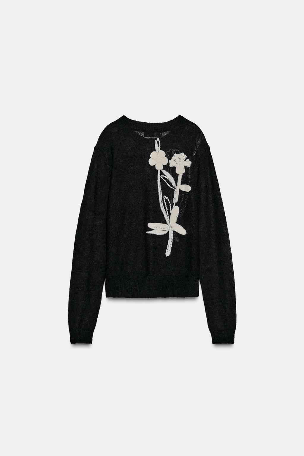 КАРДИГАН ИЗ ТРИКОТАЖА С ЦВЕТОЧНОЙ ВЫШИВКОЙ