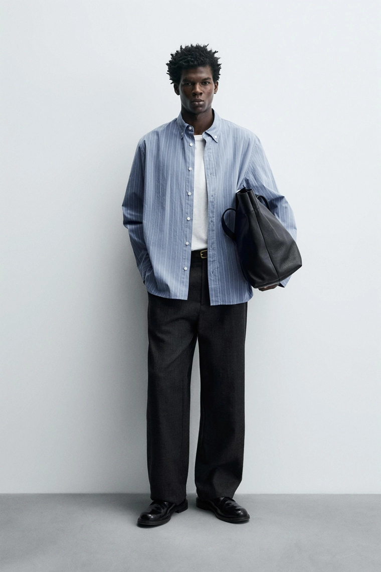 Рубашка в полоску с текстурой