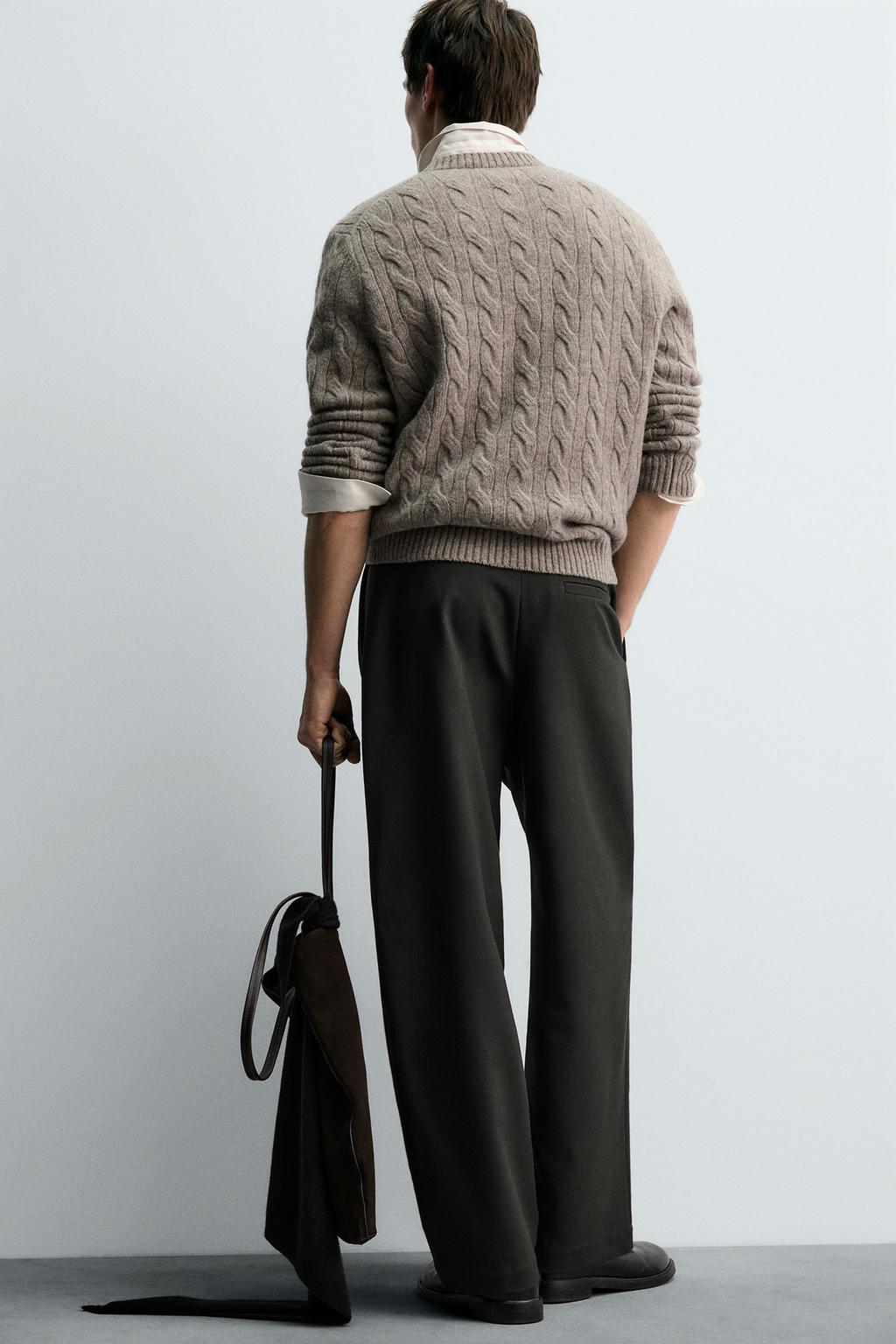 СВИТЕР ИЗ 100% ШЕРСТИ С УЗОРОМ «КОСЫ»