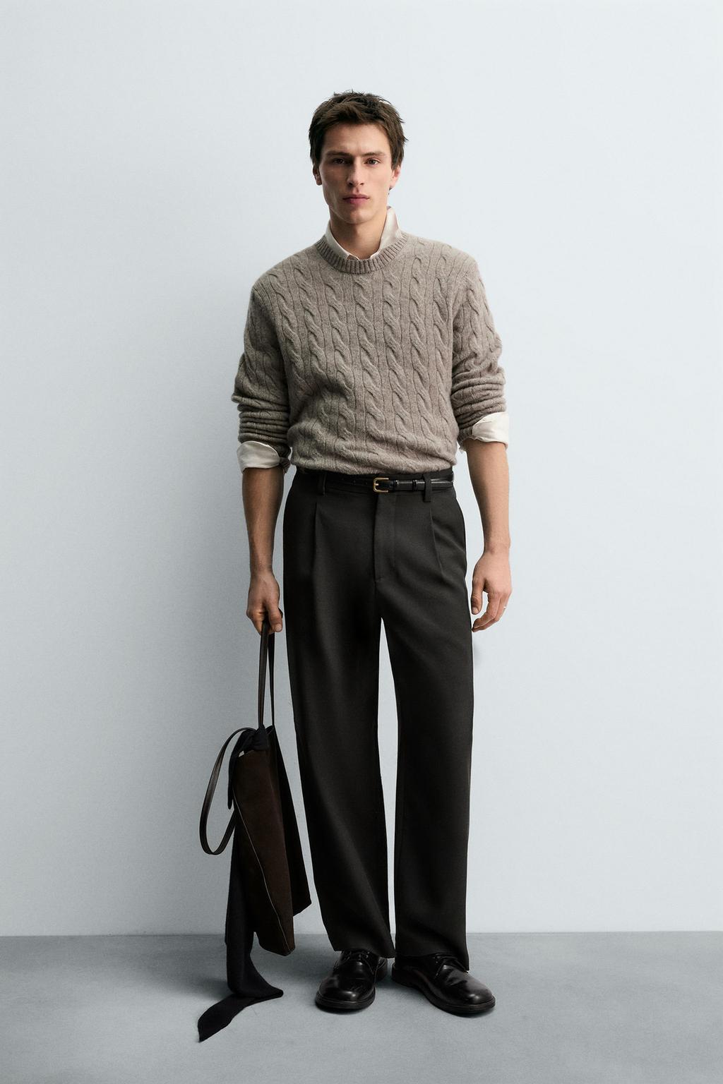 СВИТЕР ИЗ 100% ШЕРСТИ С УЗОРОМ «КОСЫ»