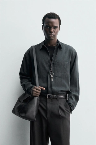 Рубашка свободного кроя из струящейся ткани- Заказать в России