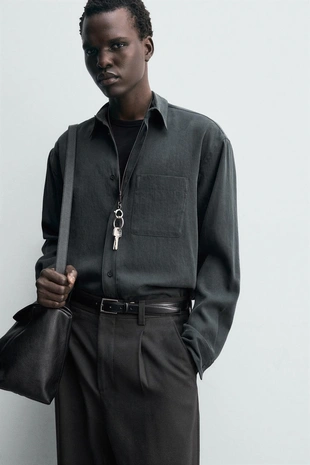 Рубашка свободного кроя из струящейся ткани- Заказать в России