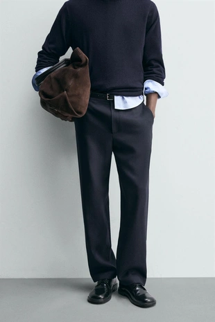 Брюки прямого кроя из 100% шерсти- Заказать в России