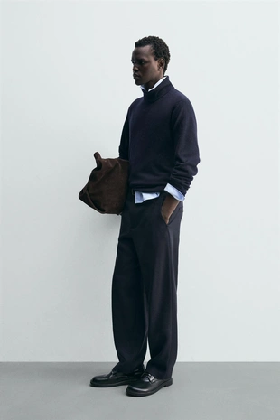 Брюки прямого кроя из 100% шерсти- Заказать в России