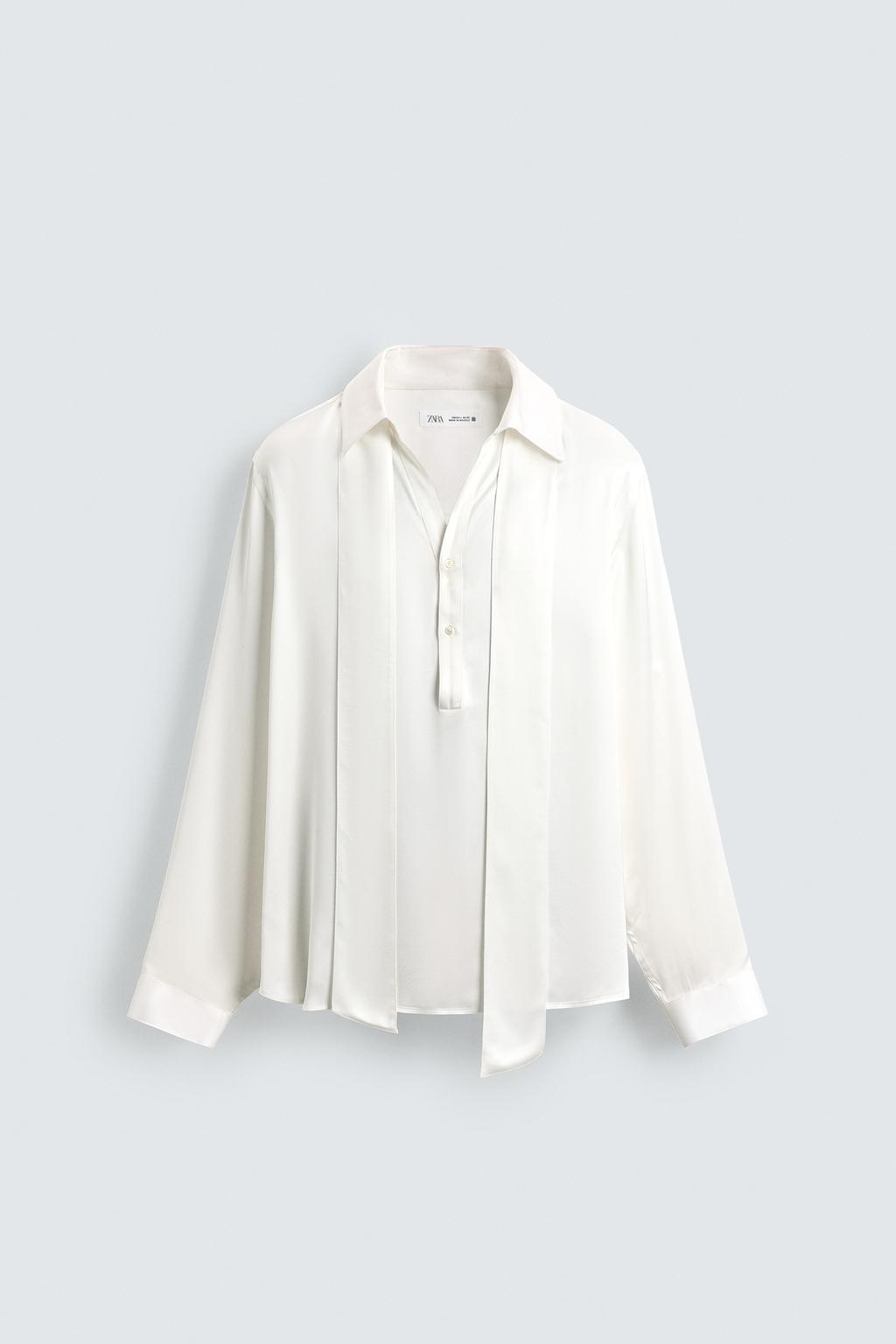 РУБАШКА ИЗ СТРУЯЩЕЙСЯ ТКАНИ С БАНТОМ