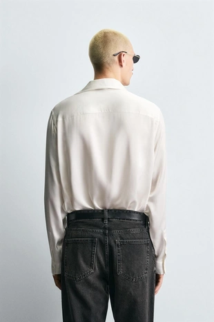 Рубашка из струящейся ткани с бантом- Заказать в России