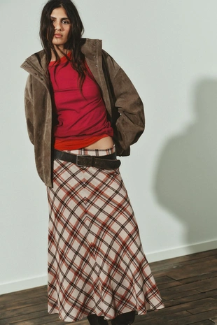 Юбка миди в клетку- Заказать в России