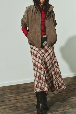 Юбка миди в клетку- Заказать в России