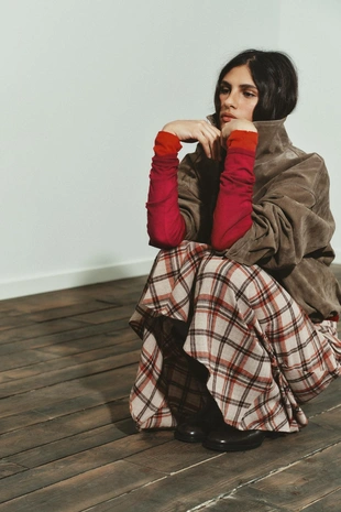 Юбка миди в клетку- Заказать в России