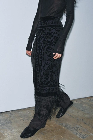 Бархатная юбка с бахромой — ZW COLLECTION LIMITED EDITION- Заказать в России