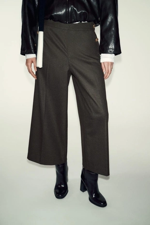 Брюки-кюлоты с пуговицами- Заказать в России