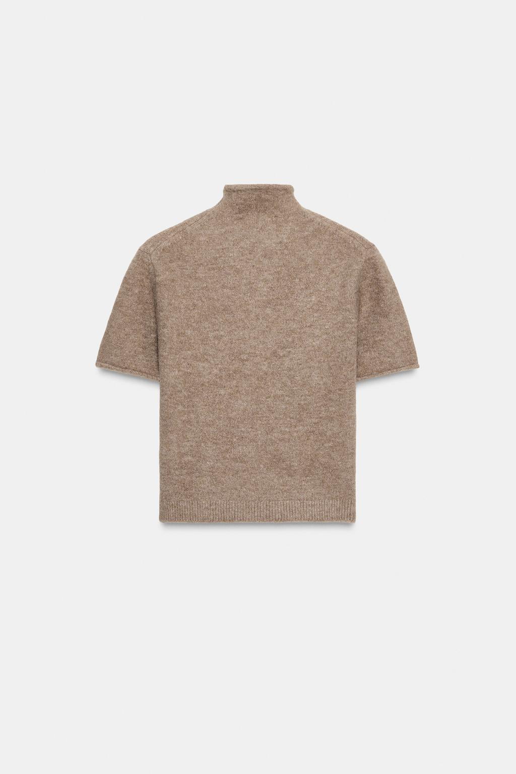 СВИТЕР ИЗ МЯГКОГО ТРИКОТАЖА С КОРОТКИМИ РУКАВАМИ