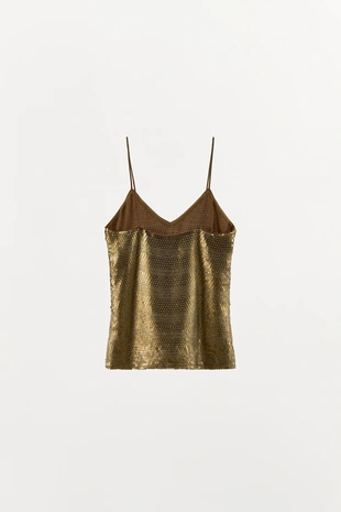 Майка на бретелях с пайетками и бусинами- Заказать в России