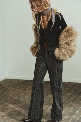 Рубашка из искусственной замши с завязками- Заказать в России