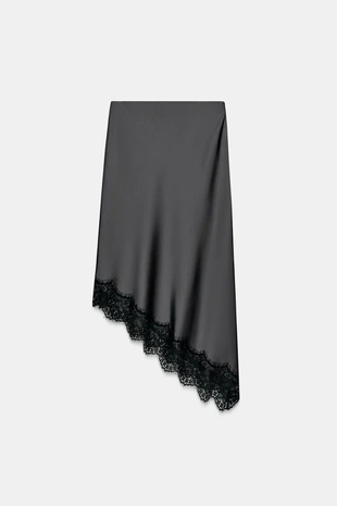 Атласная юбка с кружевом- Заказать в России