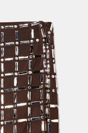 Мини-юбка со стразами- Заказать в России