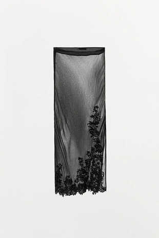 Юбка из жоржета с цветочной вышивкой- Заказать в России