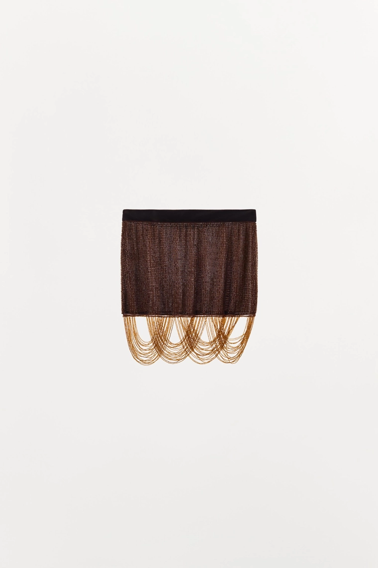 Мини-юбка с бисером и бахромой