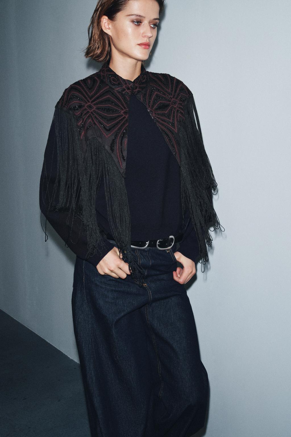 ТОП ИЗ ТЮЛЯ С БАХРОМОЙ И БУСИНАМИ