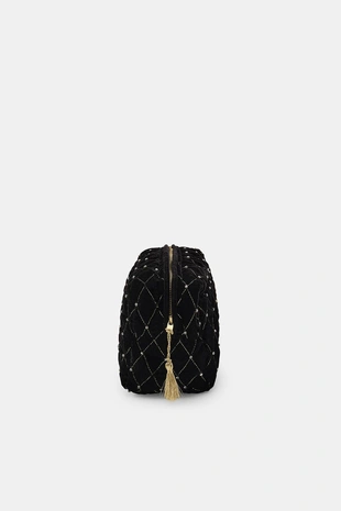 Стеганый бархатный несессер с блестками- Заказать в России