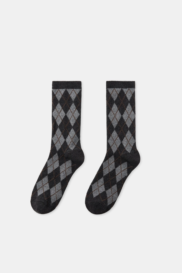 Носки с ромбовым узором из хлопка