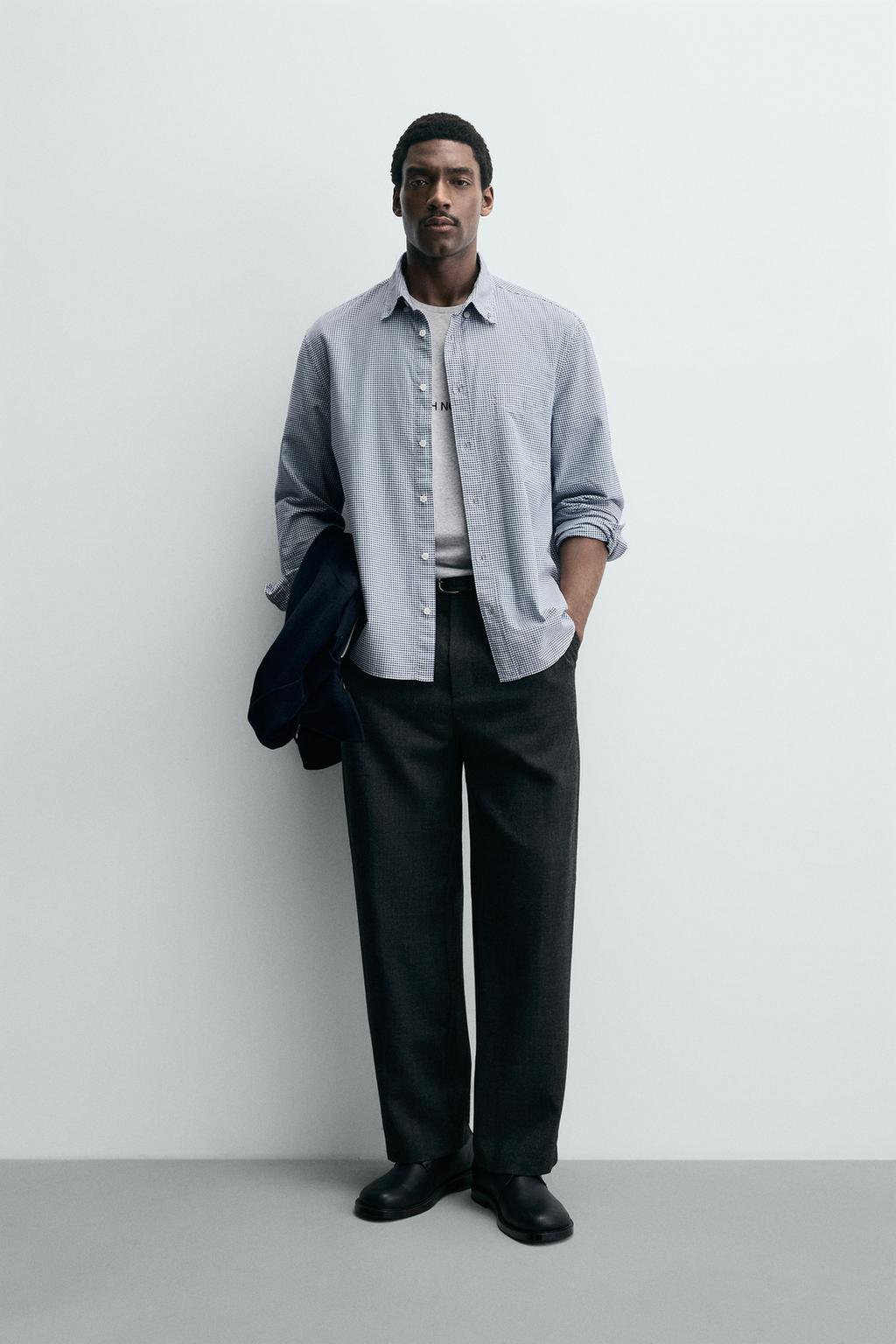 РУБАШКА В КЛЕТКУ ИЗ РЕЛЬЕФНОЙ ТКАНИ