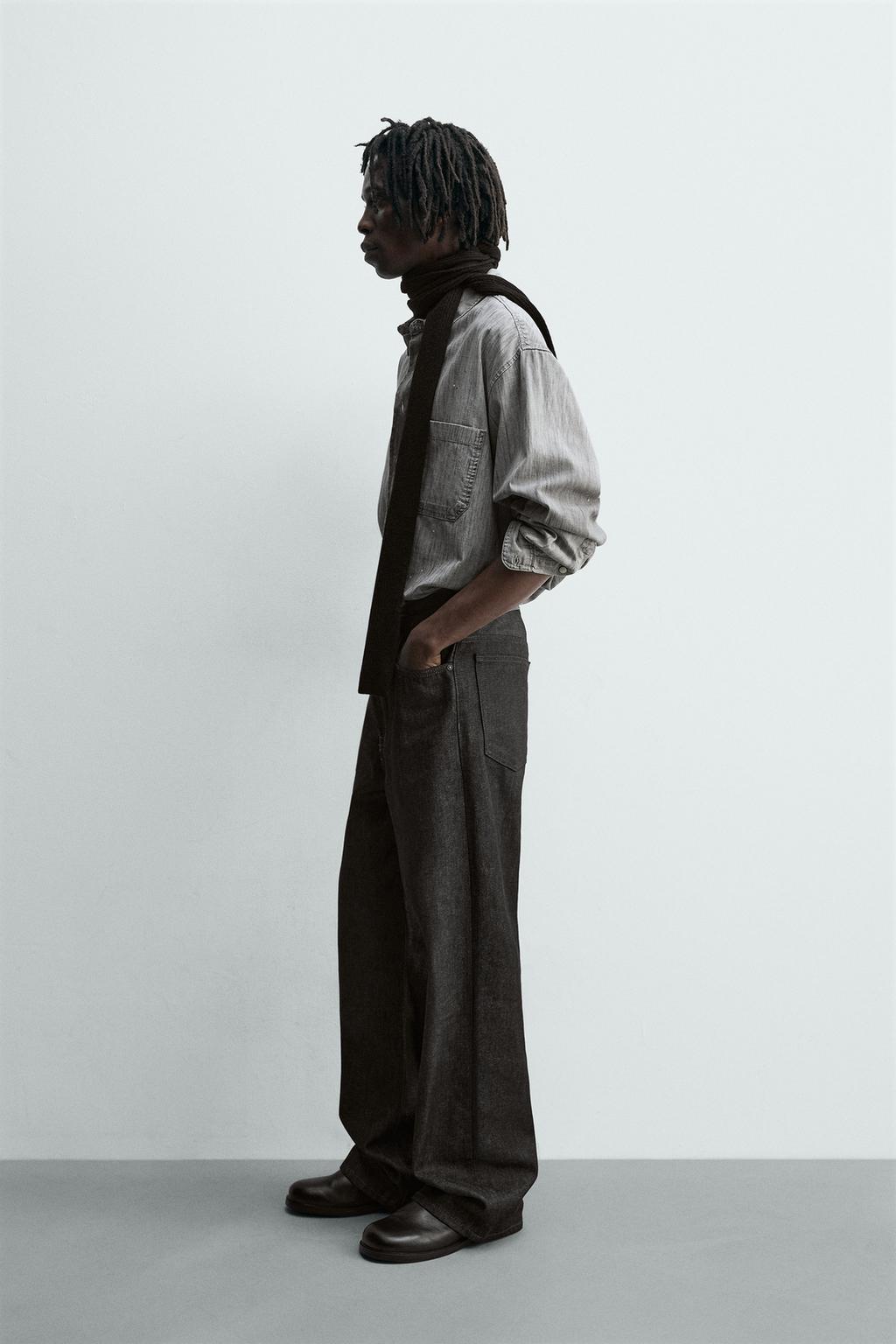 ДЖИНСОВАЯ РУБАШКА С ЭФФЕКТОМ ПОТЕРТОСТИ И БРЫЗГАМИ