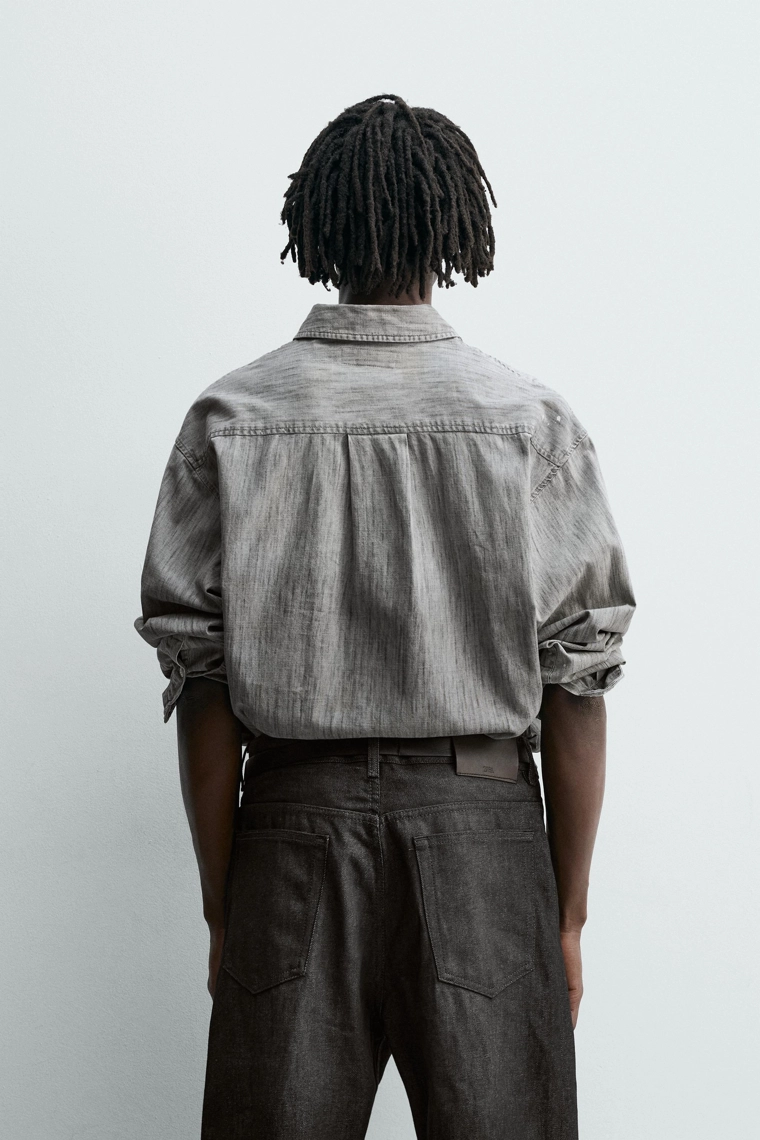 Рубашка из денима с мраморным принтом