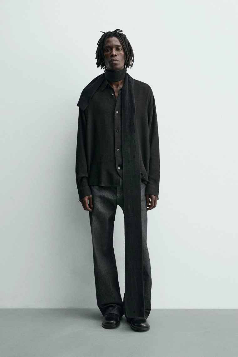 Рубашка из вискозы и хлопка с текстурой