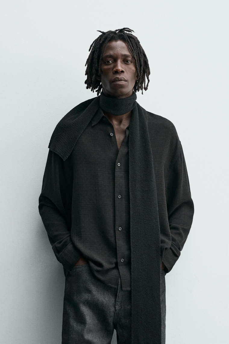 Рубашка из вискозы и хлопка с текстурой