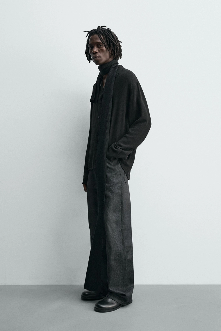 Рубашка из вискозы и хлопка с текстурой