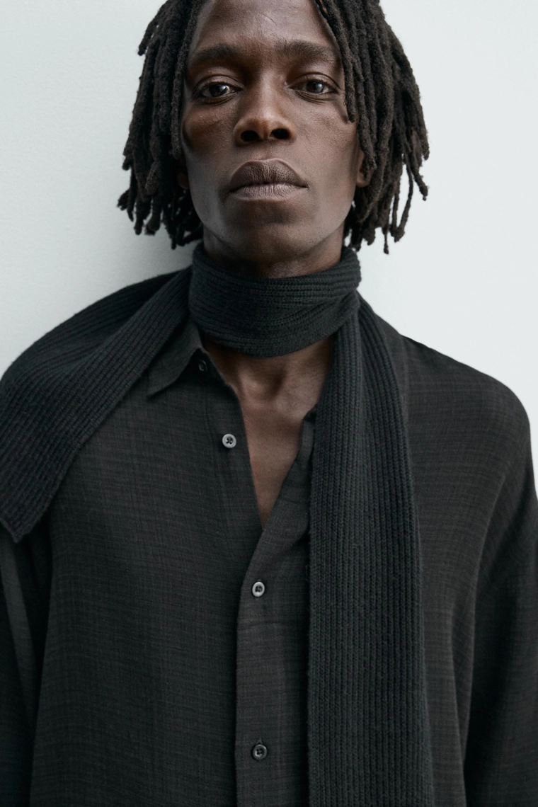 Рубашка из вискозы и хлопка с текстурой