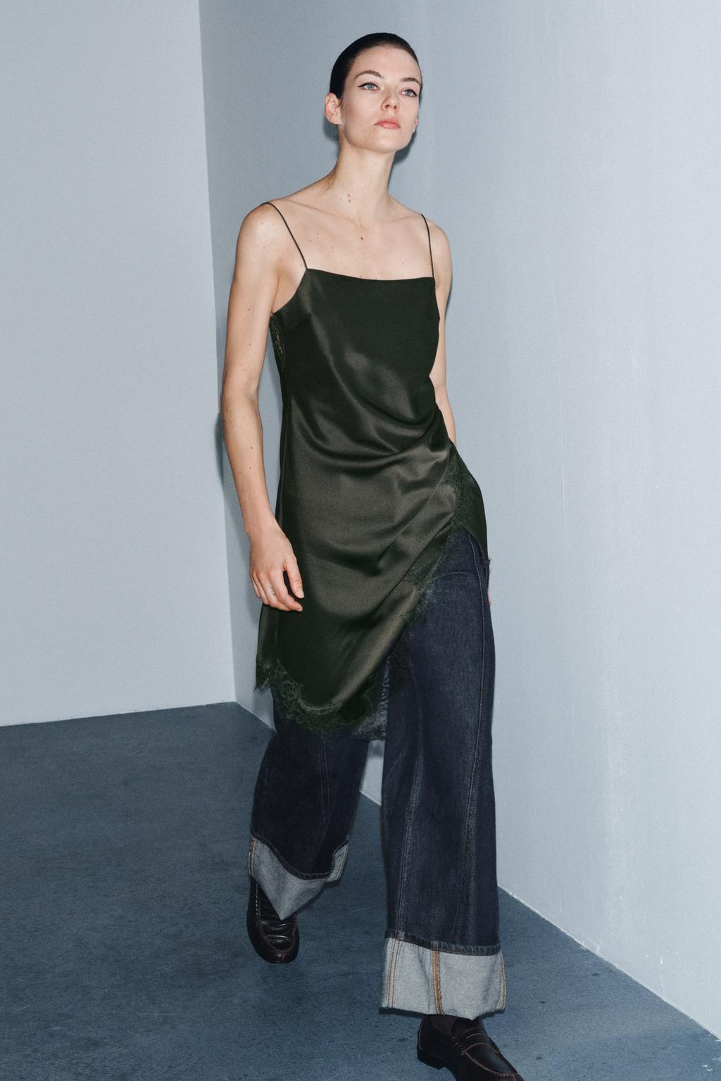 ДЛИННЫЙ ТОП В БЕЛЬЕВОМ СТИЛЕ С КРУЖЕВОМ — ZW COLLECTION