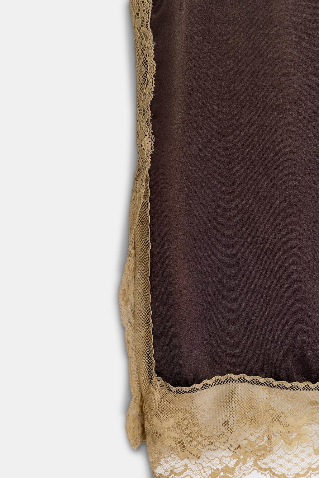 АТЛАСНЫЙ ТОП С КРУЖЕВОМ — ZW COLLECTION