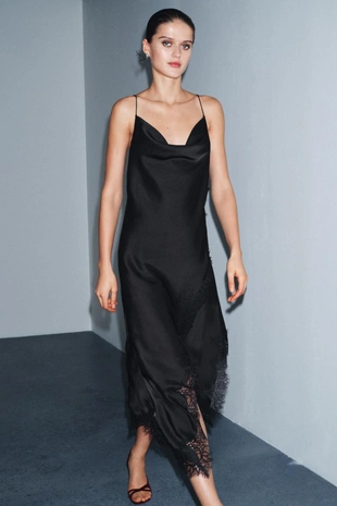 Атласное платье с кружевом — ZW COLLECTION- Заказать в России