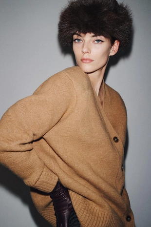 Кардиган оверсайз из 95% шерсти- Заказать в России